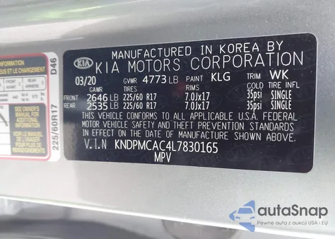 2020 Kia Sportage Lx from USA, damaged, VIN KNDPMCAC4L7830165